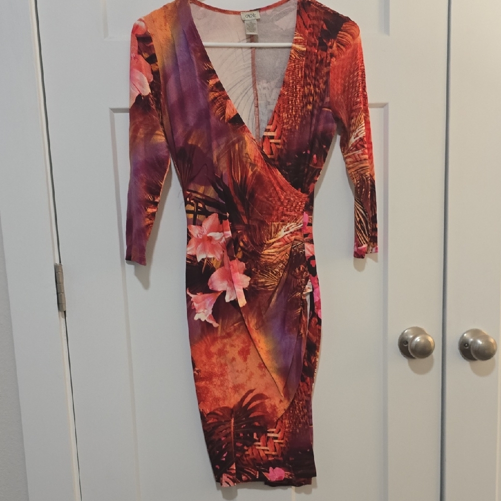 Cache Orange Red Long Sleeve Bodycon Dress